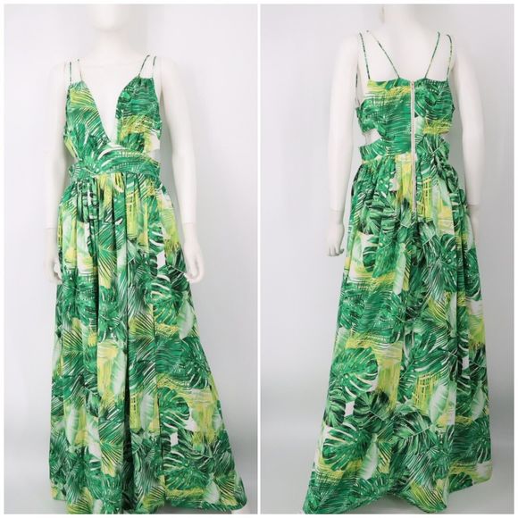 Fashion Nova Key West Maxi Tropical Dress Sz Medium  Womens Long Summer - Picture 7 of 15